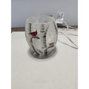 Stony‎ Creek Frosted Light Glass Vase With Handpainted Cardinal 3in Tall